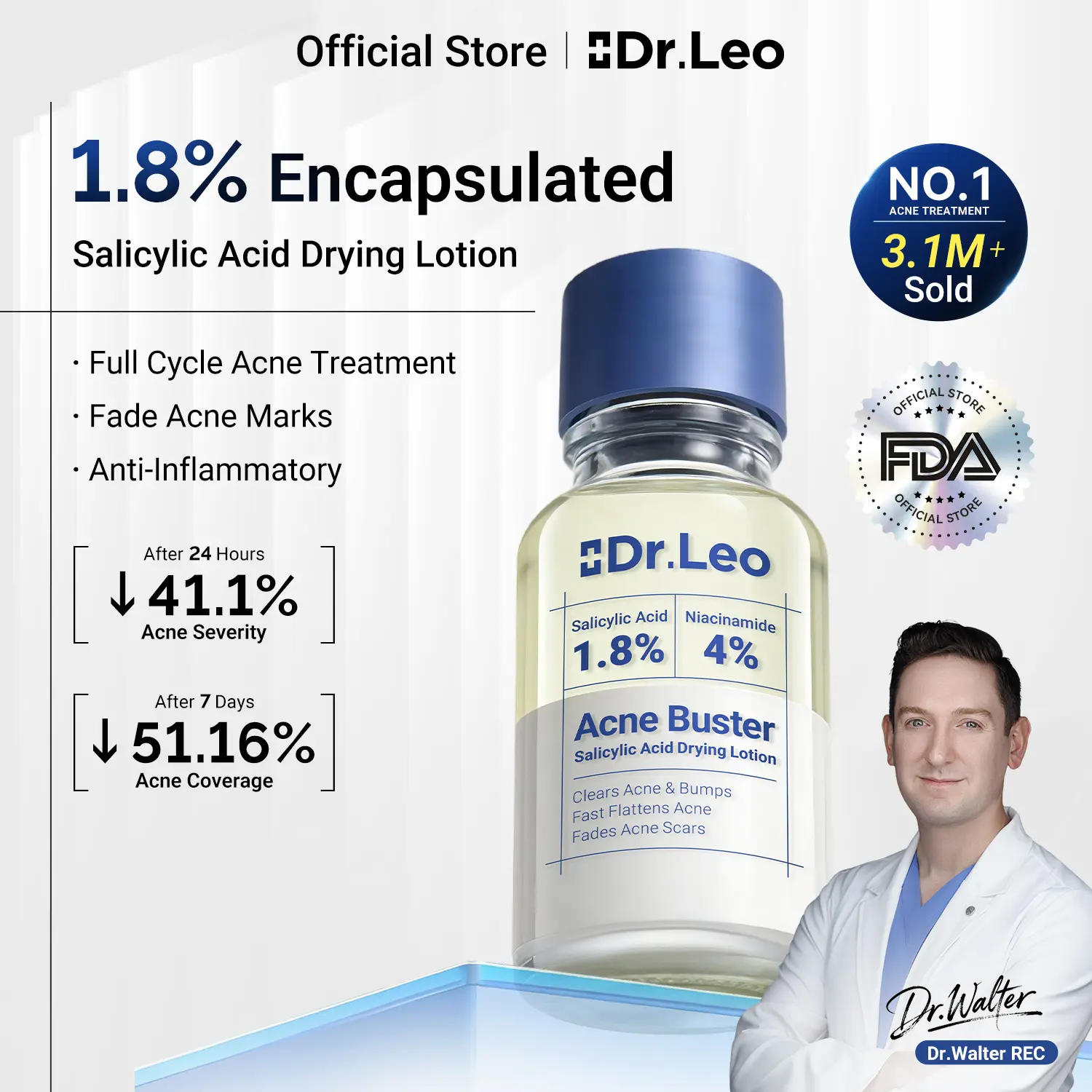 Dr.Leo Drying Lotion | Salicylic Acid & Niacinamide Blemish Spot Treatment for Acne-Prone Skin