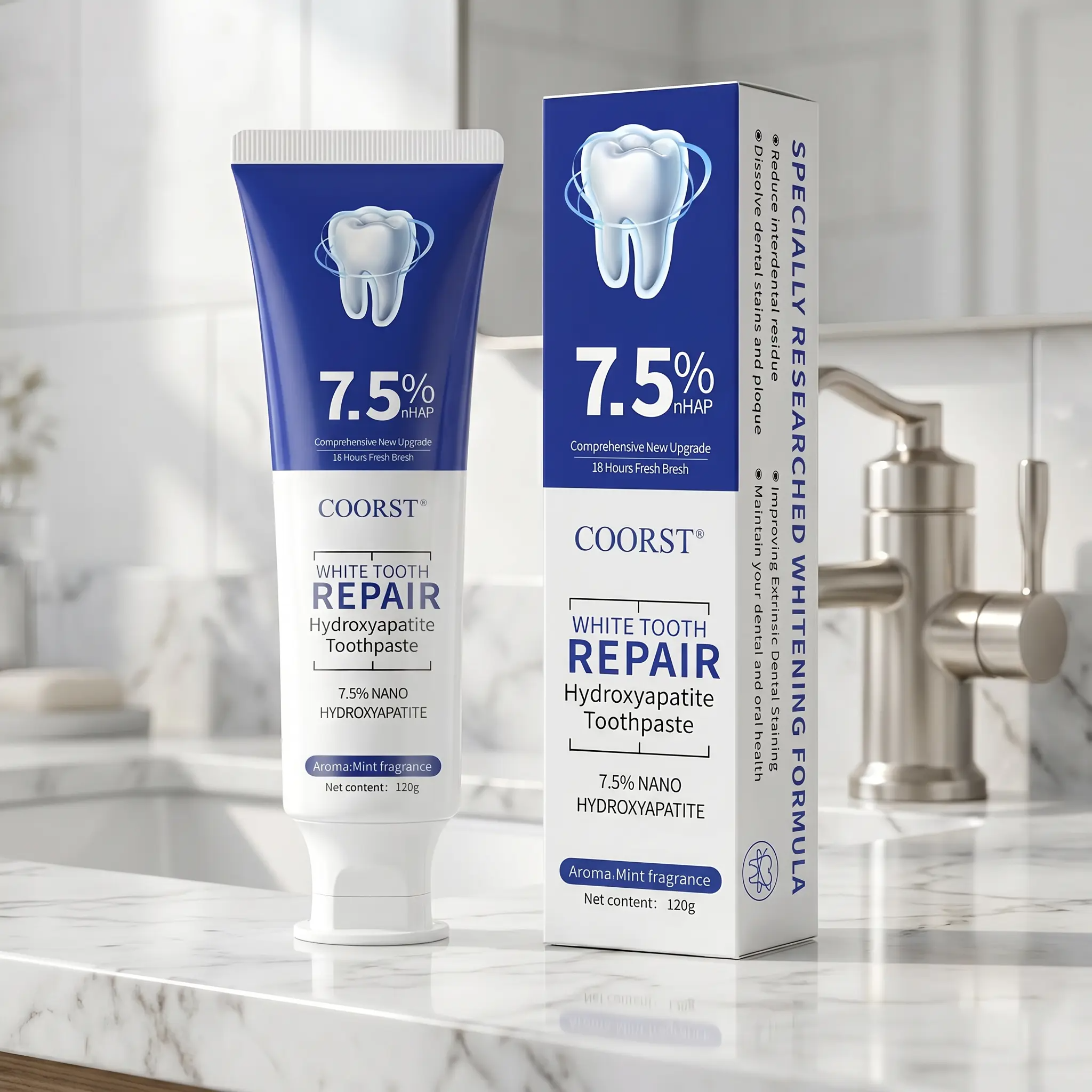 Hydroxyapatite Toothpaste | Enamel Repair & Teeth Whitening | Fluoride-Free, Sensitive Teeth | 4.23oz