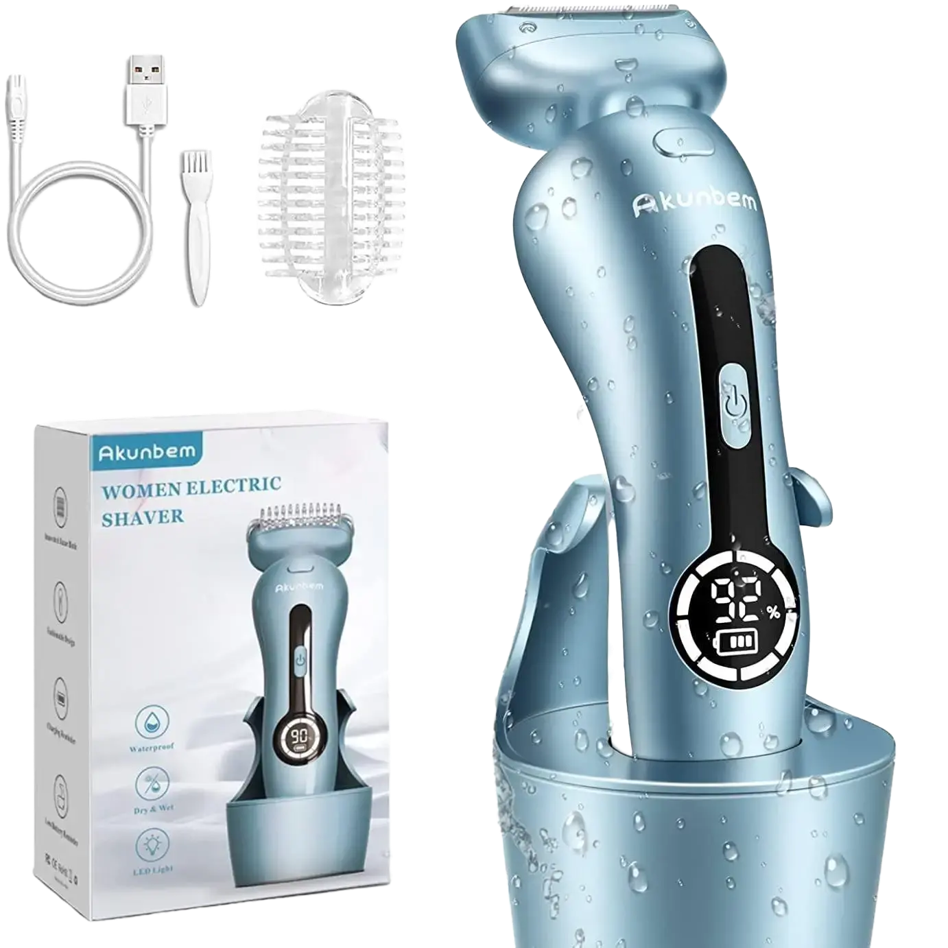 3-in-1 Electric Shaver for Women | IPX7 Waterproof, LED Display, Wet & Dry Razor for Bikini, Legs & Underarms