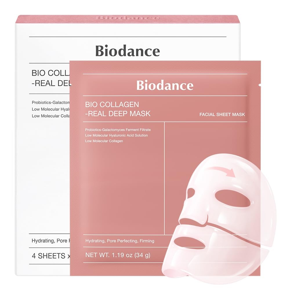 BIODANCE Bio-Collagen Real Deep Mask | Hydrating Overnight Hydrogel Face Mask | Korean Skin Care | 34g x 4