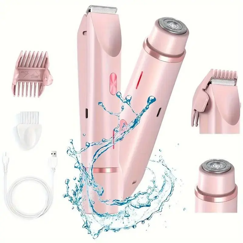 2-in-1 Electric Body & Facial Hair Trimmer for Women | Waterproof, Rechargeable, Bikini & Underarm