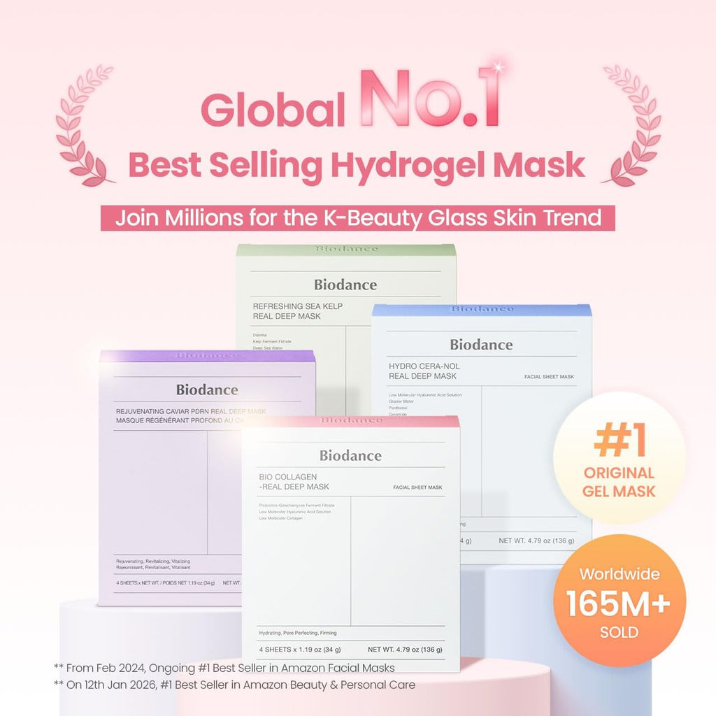 BIODANCE Bio-Collagen Real Deep Mask | Hydrating Overnight Hydrogel Face Mask | Korean Skin Care | 34g x 4