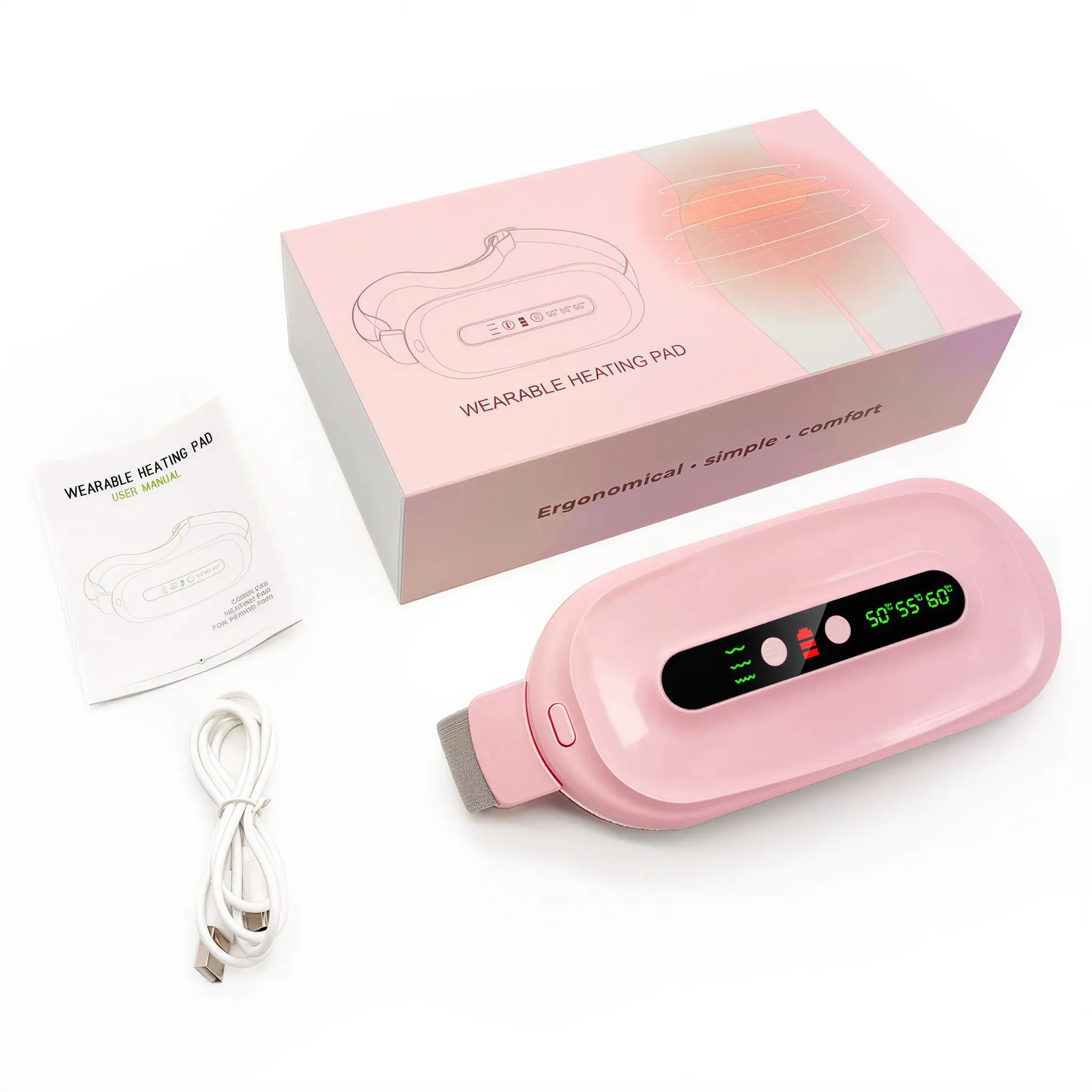 Portable Menstrual Heating Pad Belt | 3 Heat Levels & 4 Massage Modes, Cordless Period Cramp Relief for Women