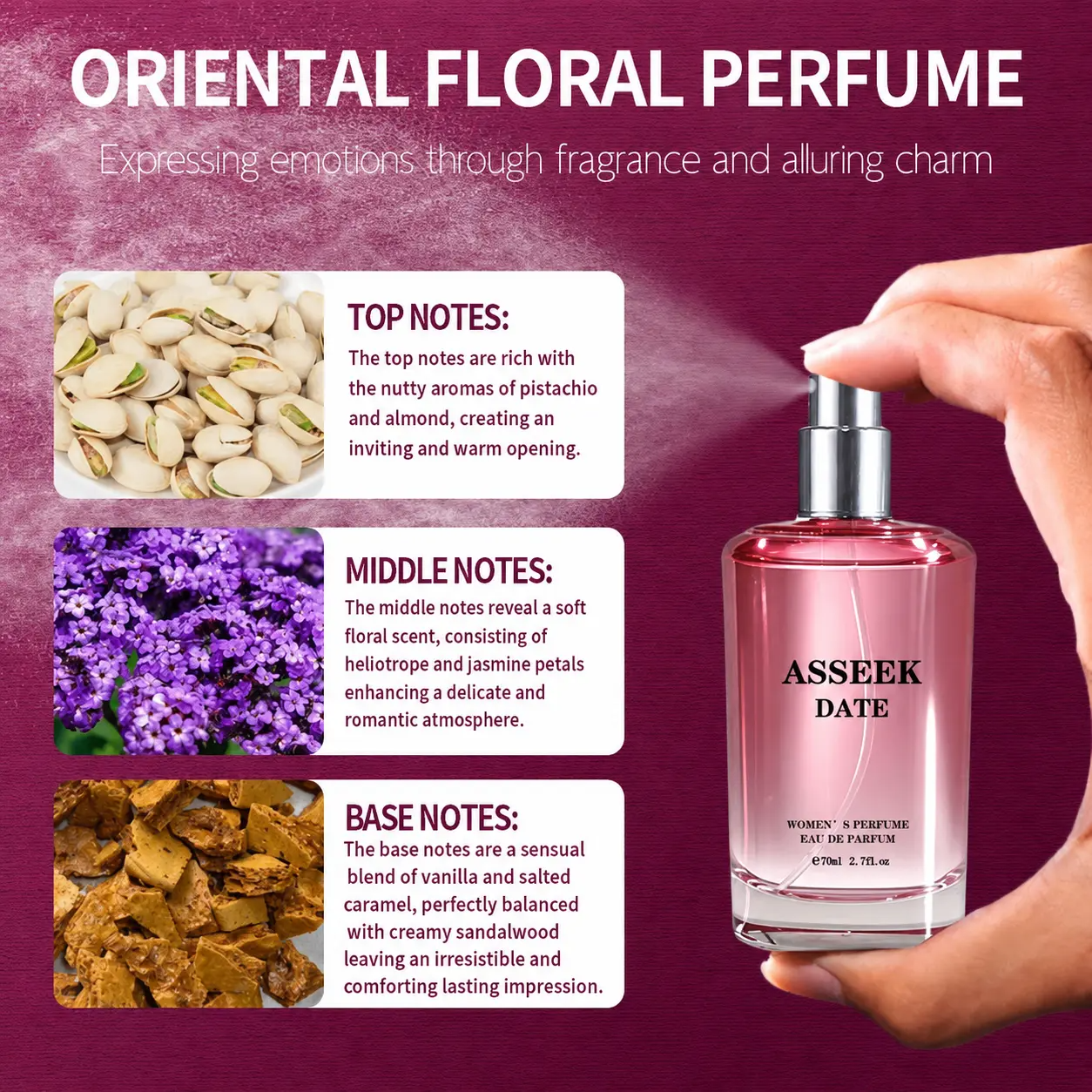 ASSEEK DATE Eau de Parfum | Long-Lasting Caramel Vanilla Gourmand Fragrance, 80ml (2.7 fl oz)