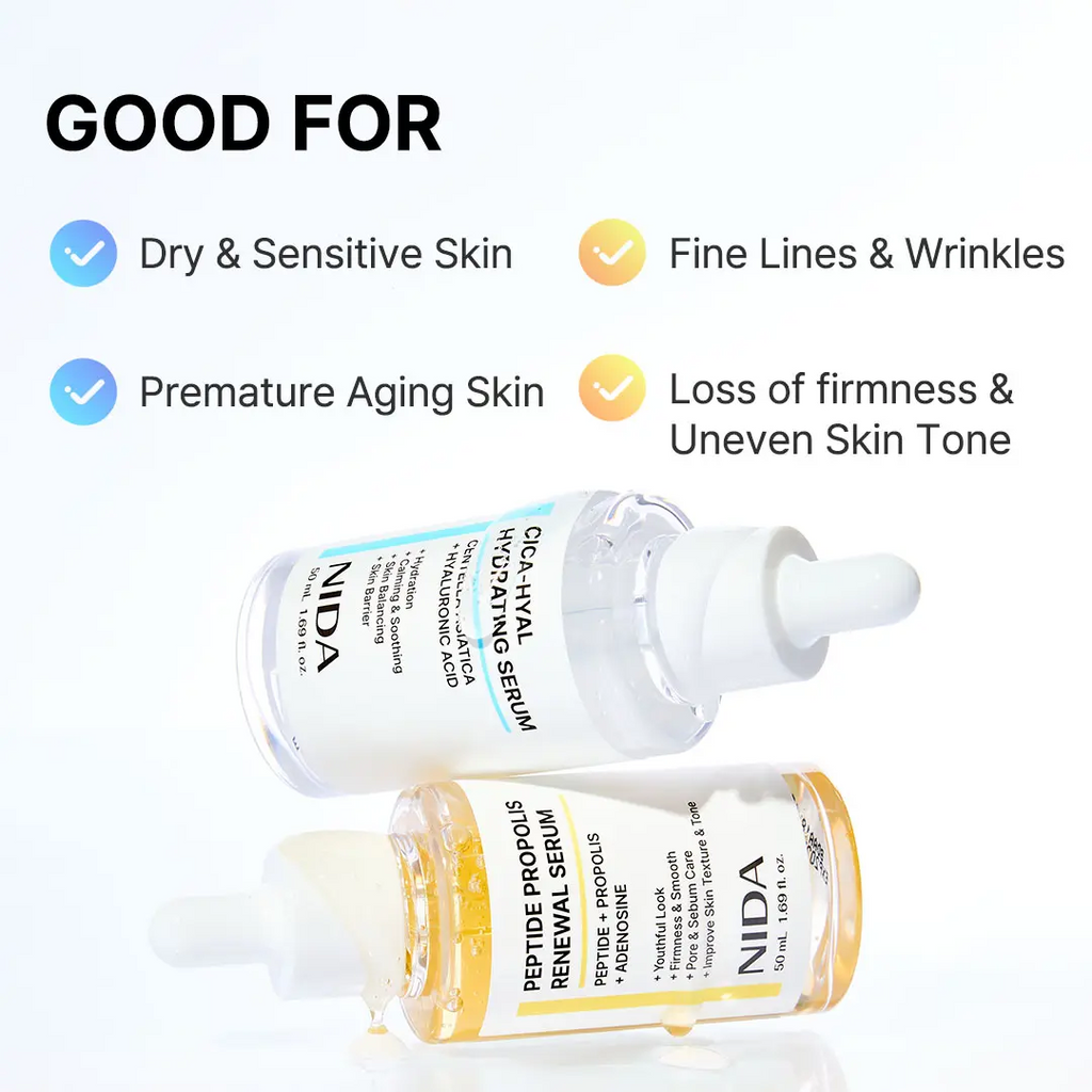 NIDA Serum | Peptide-Propolis & CICA-Hyaluronic Acid | Anti-Wrinkle & Deep Hydration