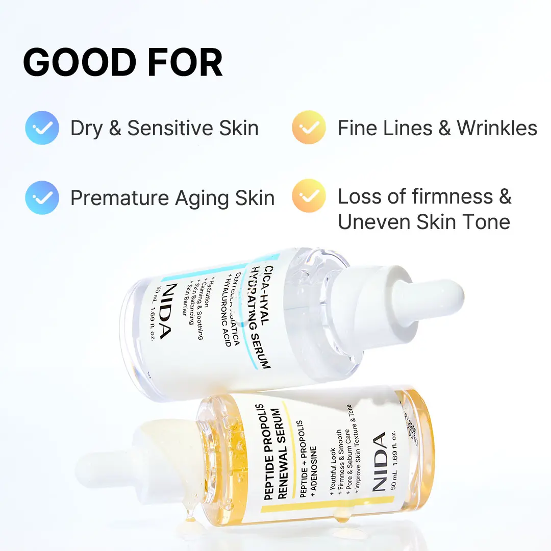 NIDA Serum | Peptide-Propolis & CICA-Hyaluronic Acid | Anti-Wrinkle & Deep Hydration