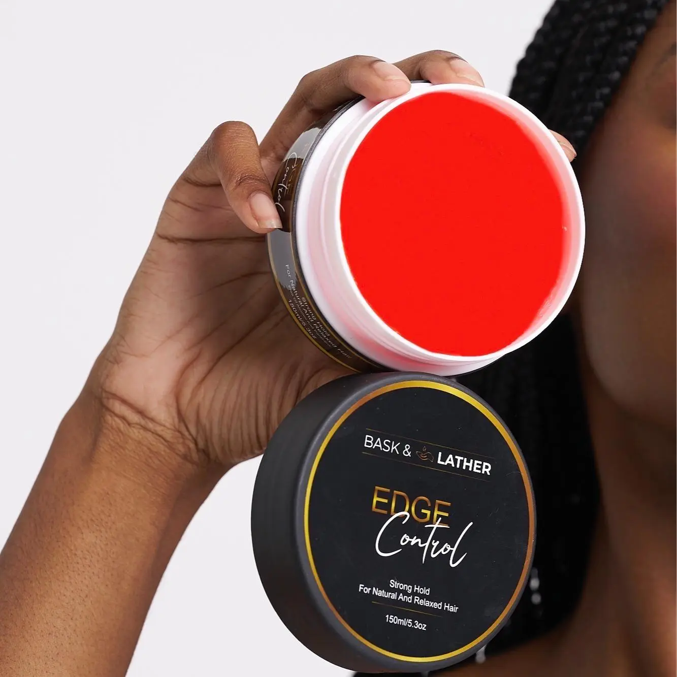 Bask & Lather Strong Hold Edge Control for Thick Edges | Flake-Free, Growth-Infused, 5.3 oz