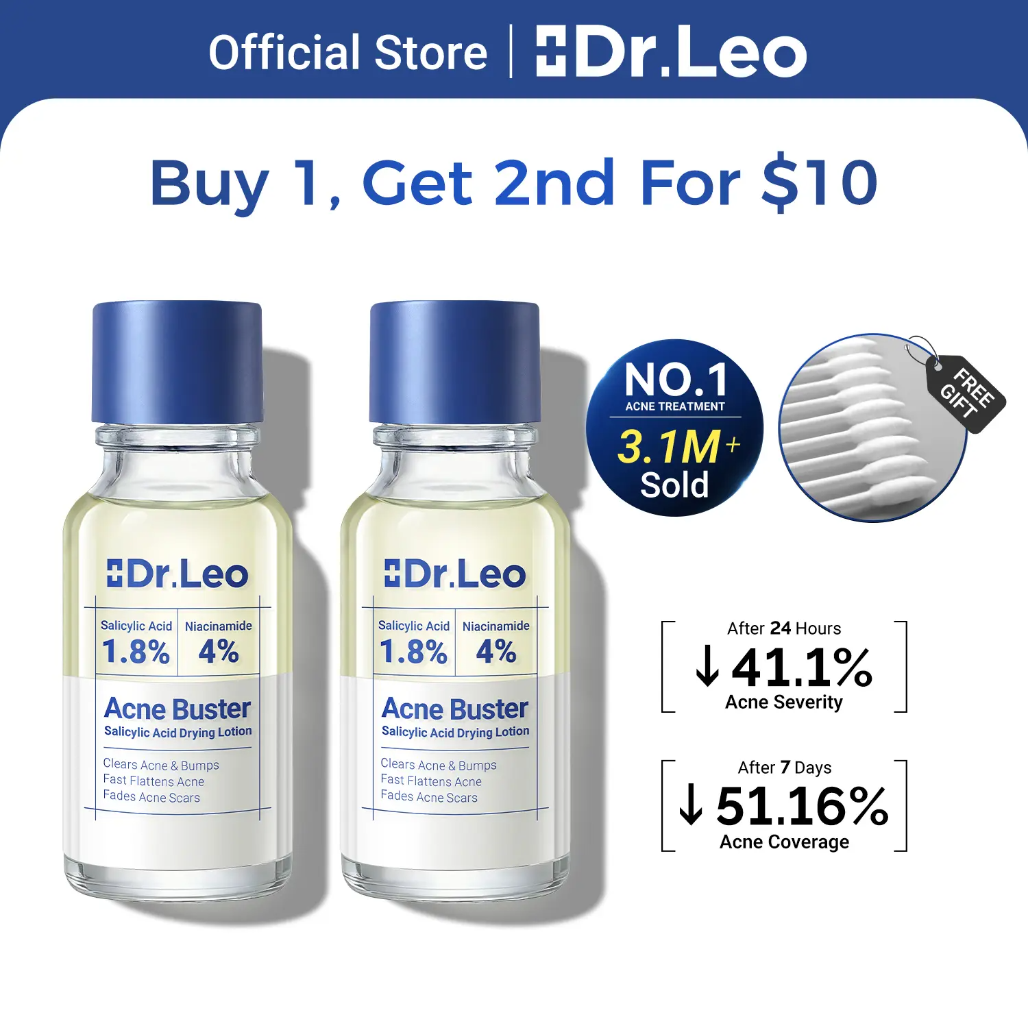 Dr.Leo Drying Lotion | Salicylic Acid & Niacinamide Blemish Spot Treatment for Acne-Prone Skin