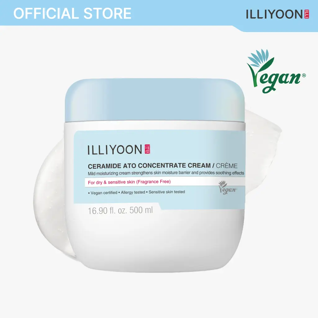 ILLIYOON Ceramide Ato Concentrate Cream | 100H Hydration, Plant-Sourced Ceramides | Vegan & Fragrance-Free