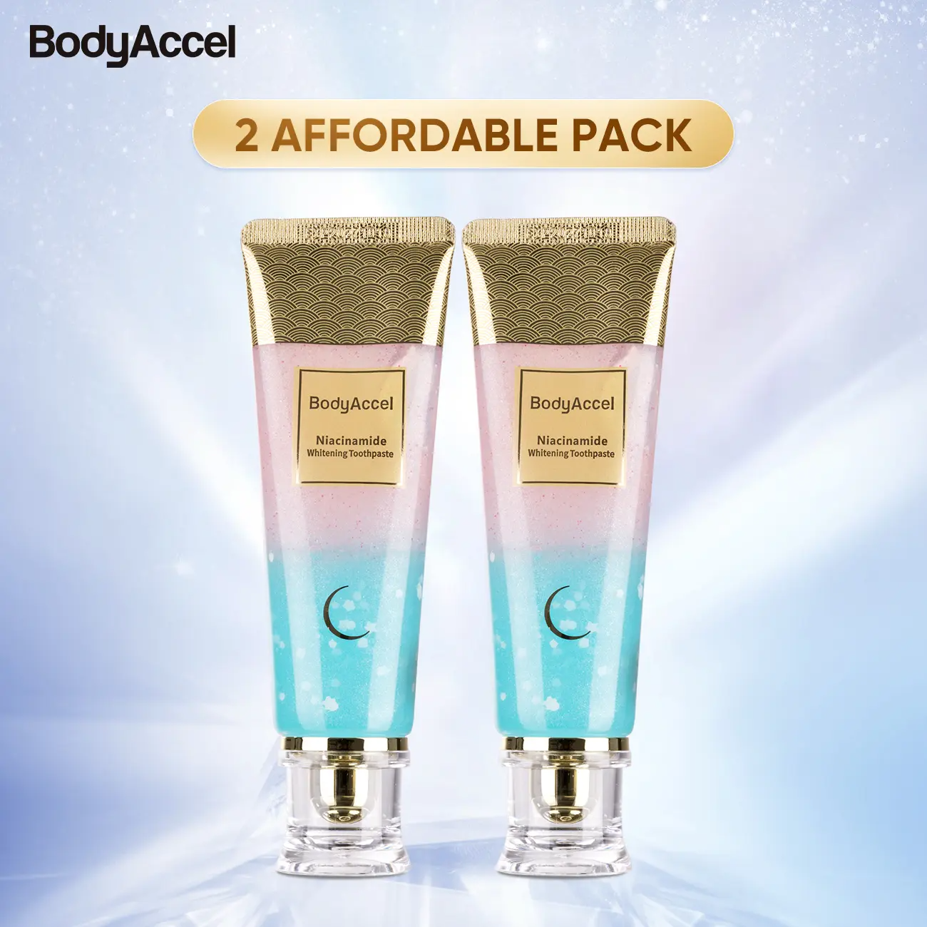BodyAccel Niacinamide Whitening Toothpaste | Triple Whitening, Fluoride-Free, Peach Flavor | 100g