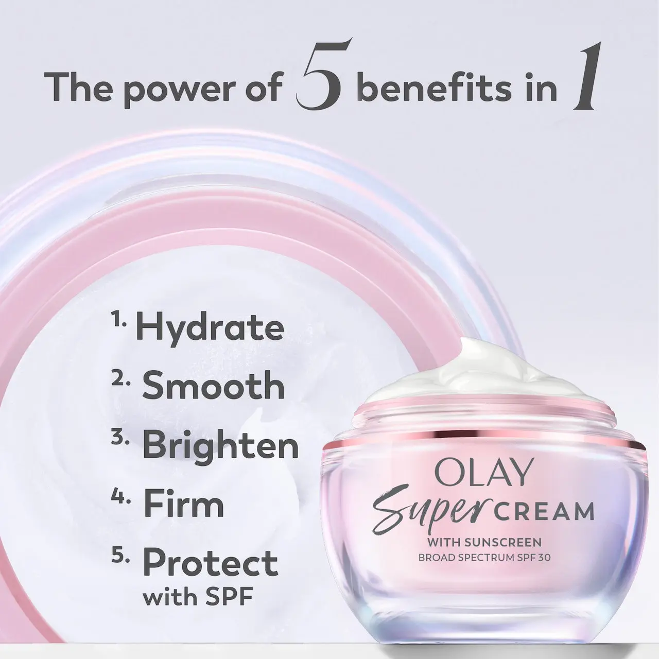 Olay Super Cream SPF 30 Face Moisturizer – 5-in-1 Lightweight Daily Sunscreen Cream