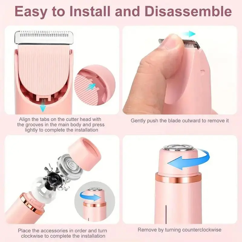 2-in-1 Electric Body & Facial Hair Trimmer for Women | Waterproof, Rechargeable, Bikini & Underarm