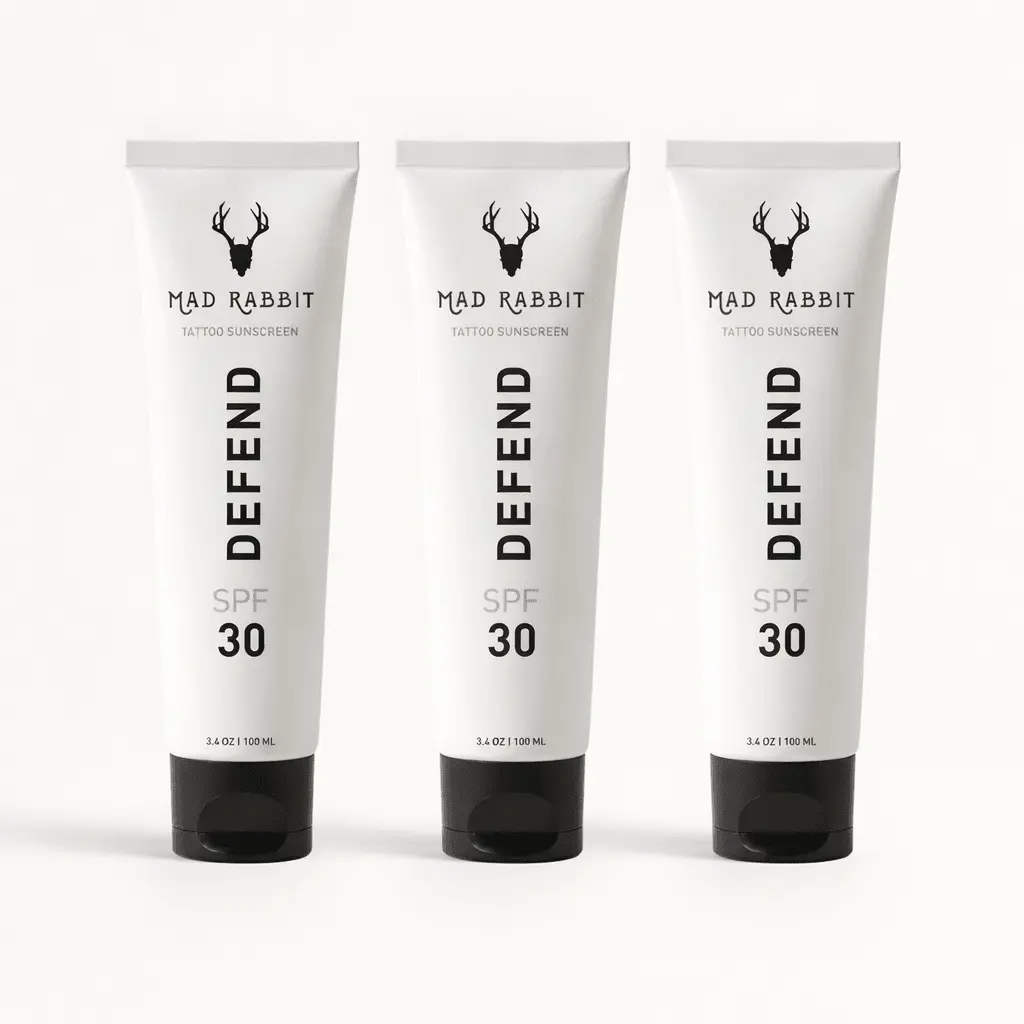 Mad Rabbit Defend Tattoo Sunscreen SPF 30 | 100% Mineral, Reef-Safe, Anti-Fade (3.4 oz)