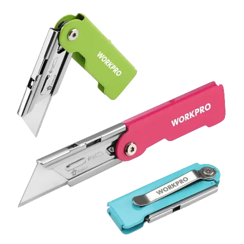Quick-Change Folding Pocket Utility Knife | Belt Clip, Stainless Steel, Accepts All Standard Blades