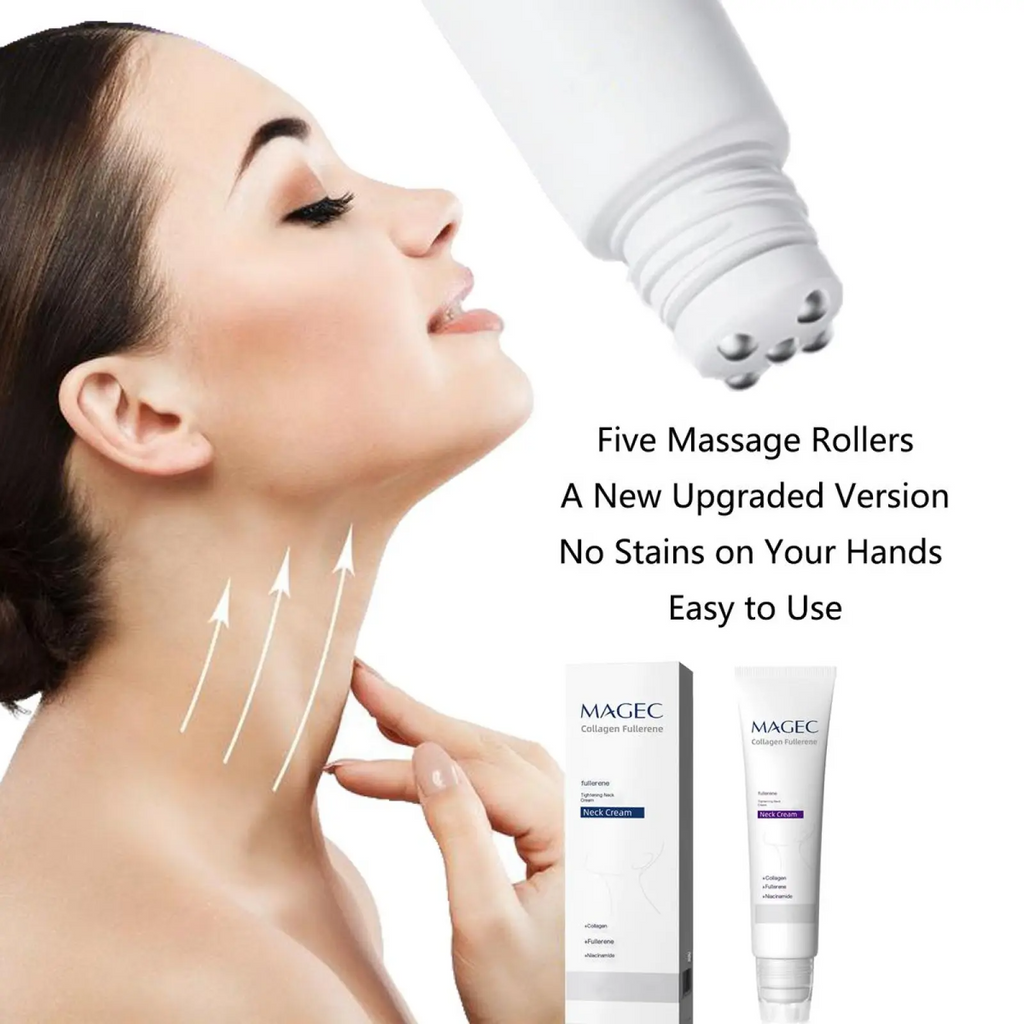 5-Roller Neck Firming Cream | Collagen, Hyaluronic Acid & Vitamin C+E | Anti-Wrinkle & Lifting