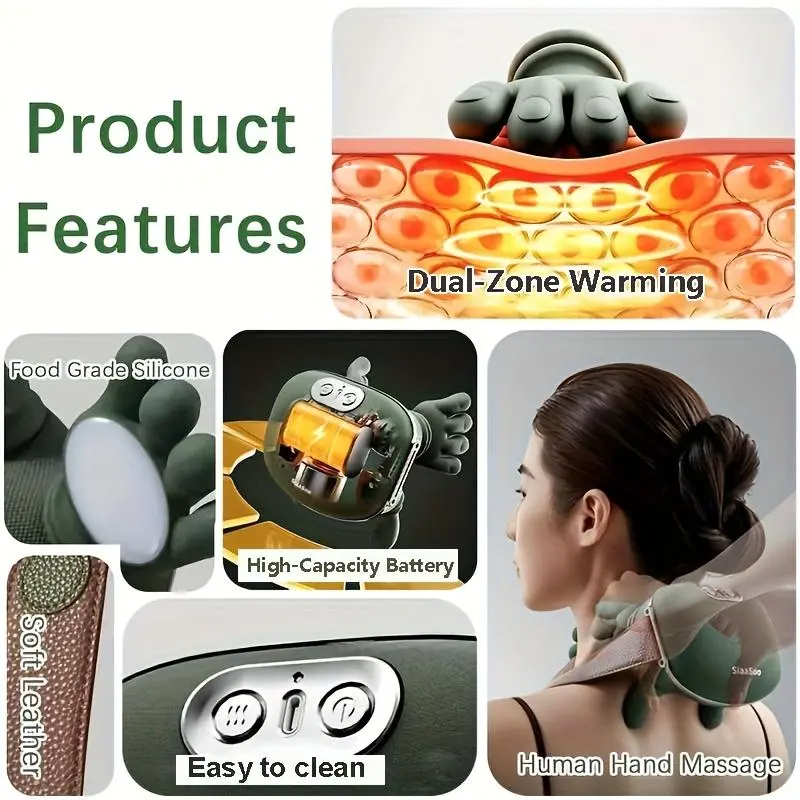 3D Kneading Neck & Shoulder Massager with Heat | Wireless, Portable, Deep Tissue Pain Relief