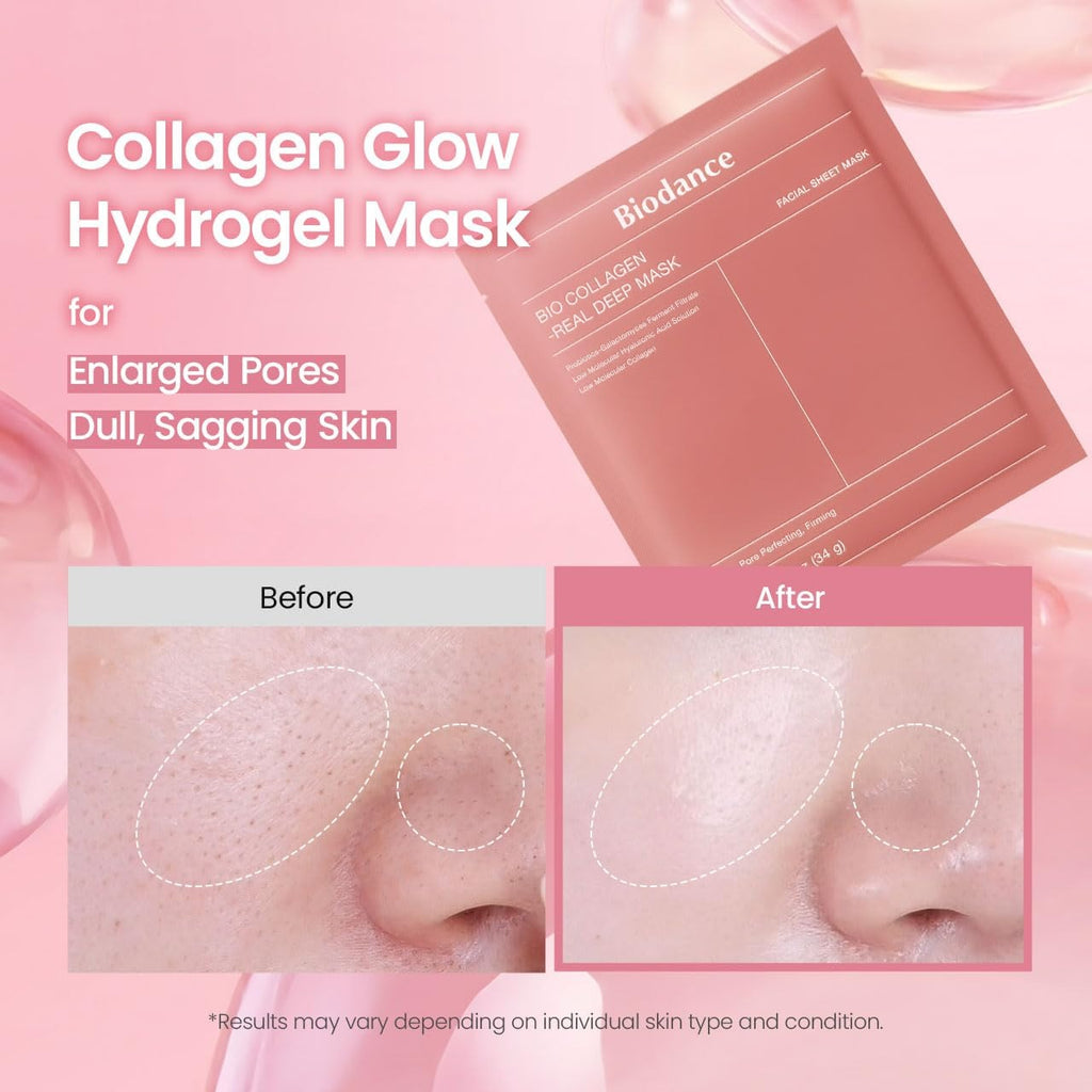 BIODANCE Bio-Collagen Real Deep Mask | Hydrating Overnight Hydrogel Face Mask | Korean Skin Care | 34g x 4