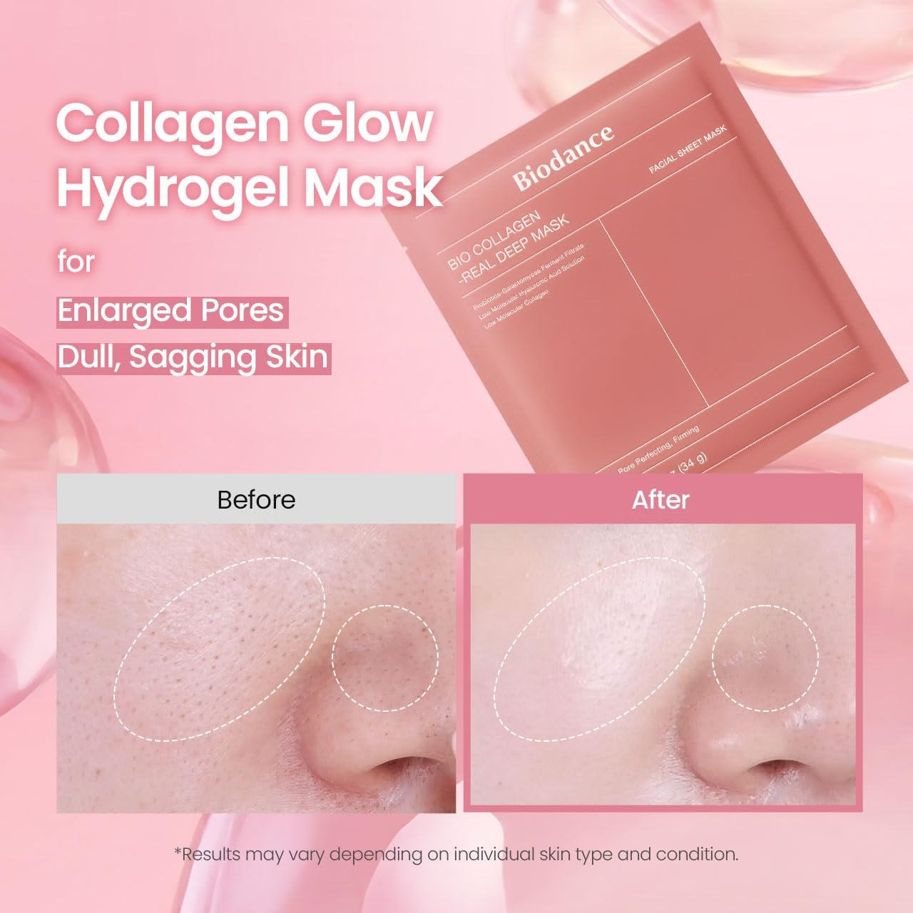 BIODANCE Bio-Collagen Real Deep Mask | Hydrating Overnight Hydrogel Face Mask | Korean Skin Care | 34g x 4