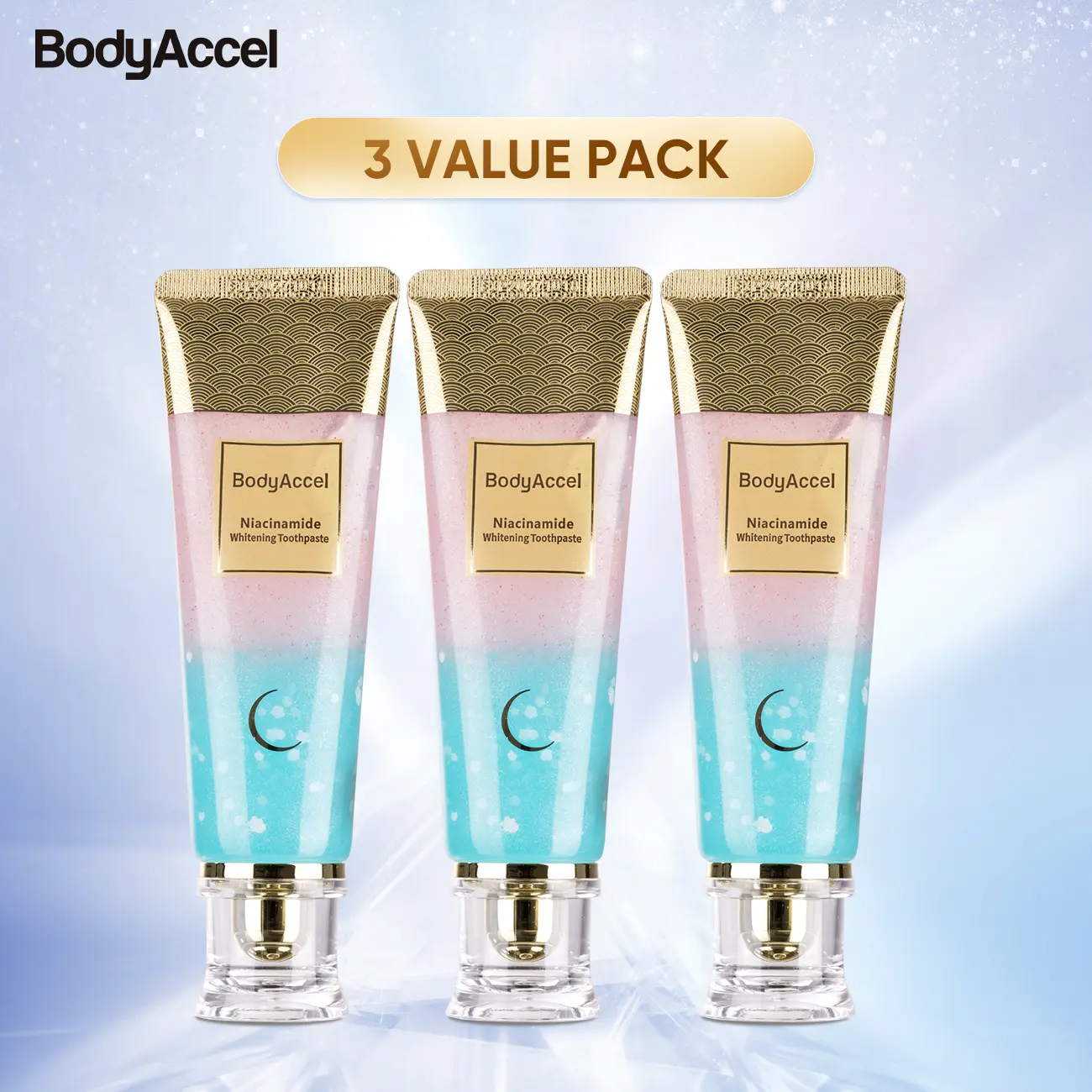 BodyAccel Niacinamide Whitening Toothpaste | Triple Whitening, Fluoride-Free, Peach Flavor | 100g