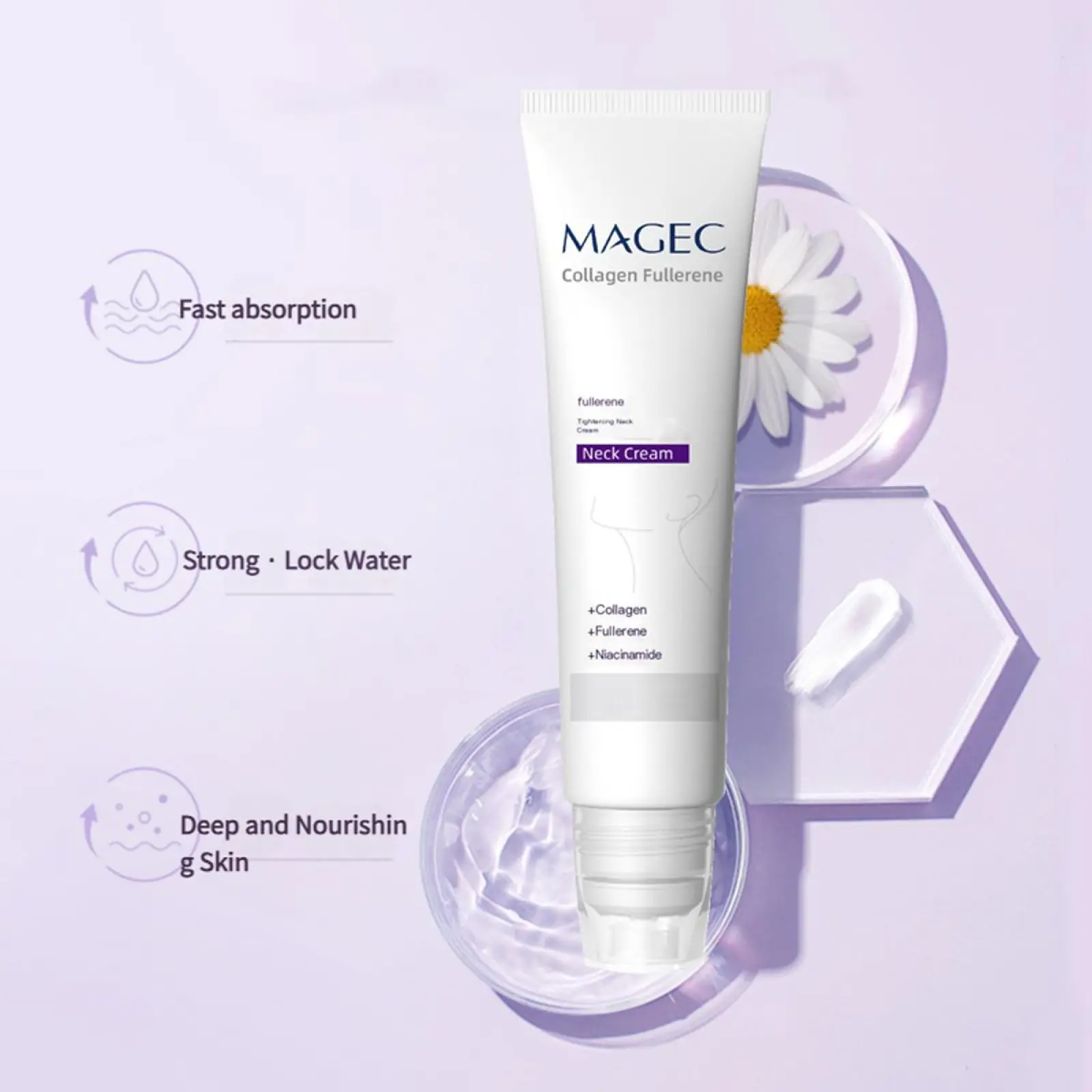 5-Roller Neck Firming Cream | Collagen, Hyaluronic Acid & Vitamin C+E | Anti-Wrinkle & Lifting