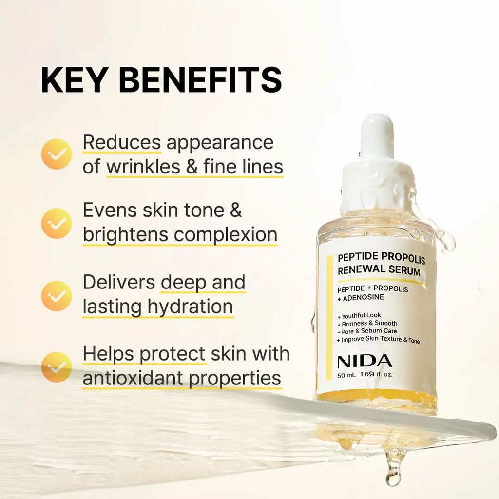 NIDA Serum | Peptide-Propolis & CICA-Hyaluronic Acid | Anti-Wrinkle & Deep Hydration