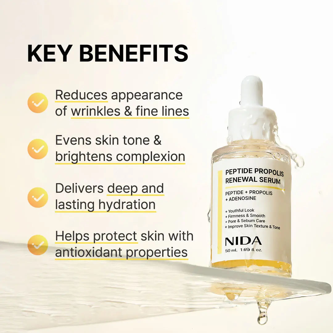 NIDA Serum | Peptide-Propolis & CICA-Hyaluronic Acid | Anti-Wrinkle & Deep Hydration