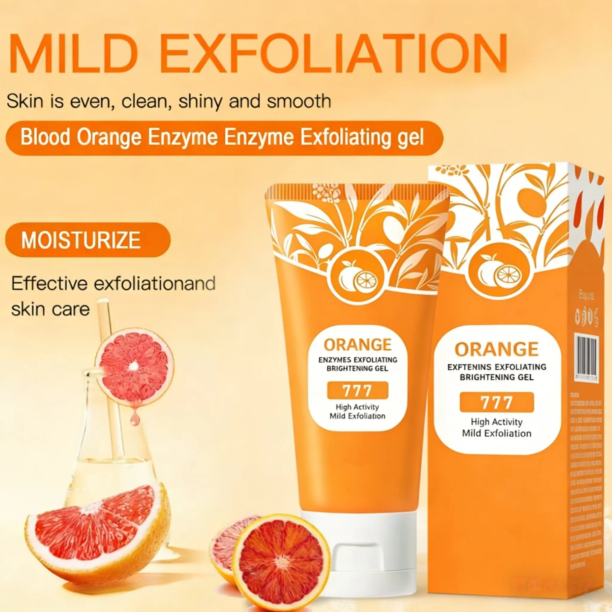 【2026 Upgrade】Orange Scented Exfoliator Clear Gel 777 - Gentle Exfoliation for Face & Body, Deep Cleansing, Nourishing & Moisturizing, Suitable for All Skin Types peachy skin moroccan exfoliating