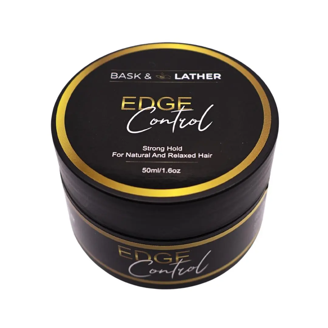Bask & Lather Strong Hold Edge Control for Thick Edges | Flake-Free, Growth-Infused, 5.3 oz