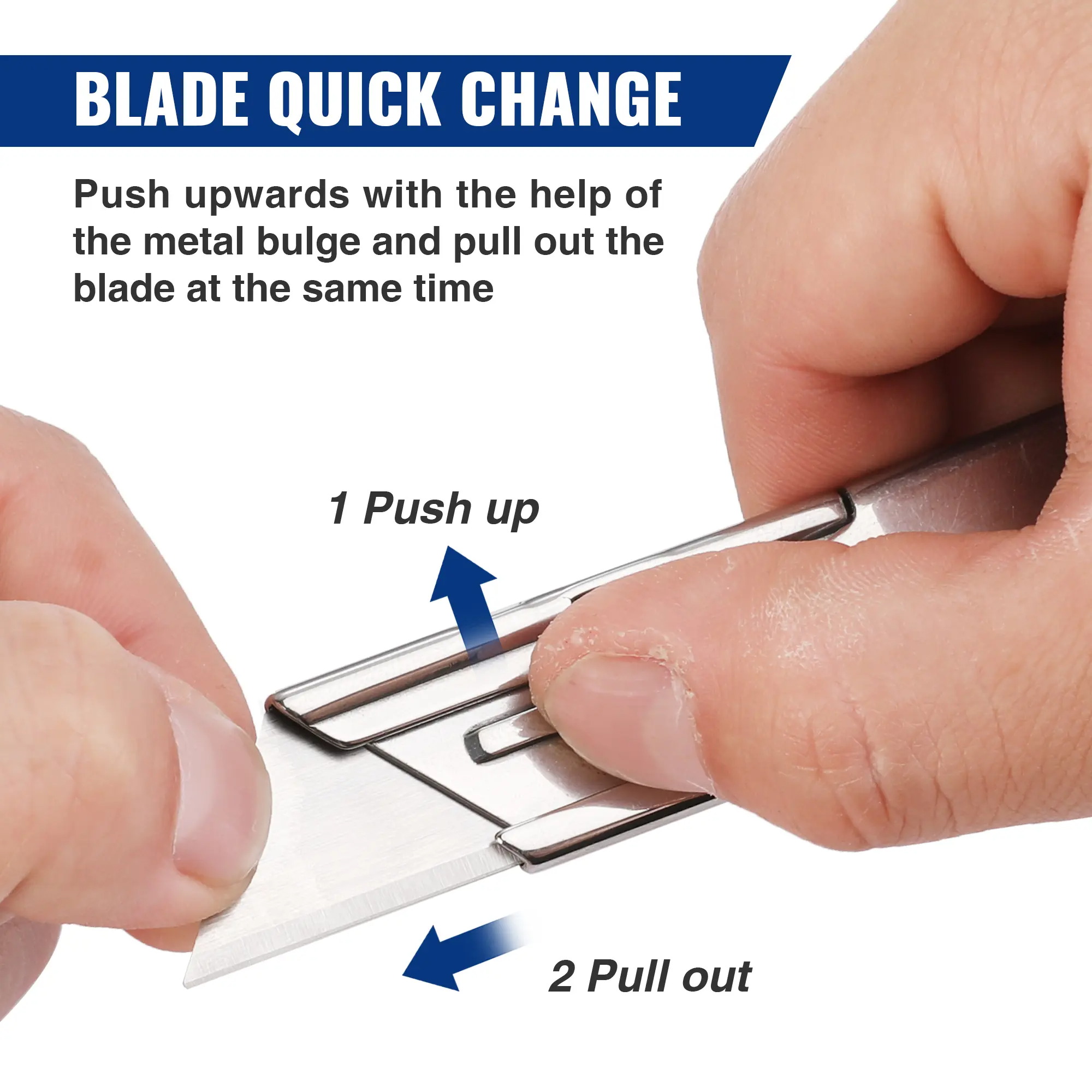 Quick-Change Folding Pocket Utility Knife | Belt Clip, Stainless Steel, Accepts All Standard Blades