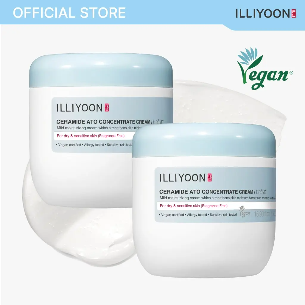 ILLIYOON Ceramide Ato Concentrate Cream | 100H Hydration, Plant-Sourced Ceramides | Vegan & Fragrance-Free