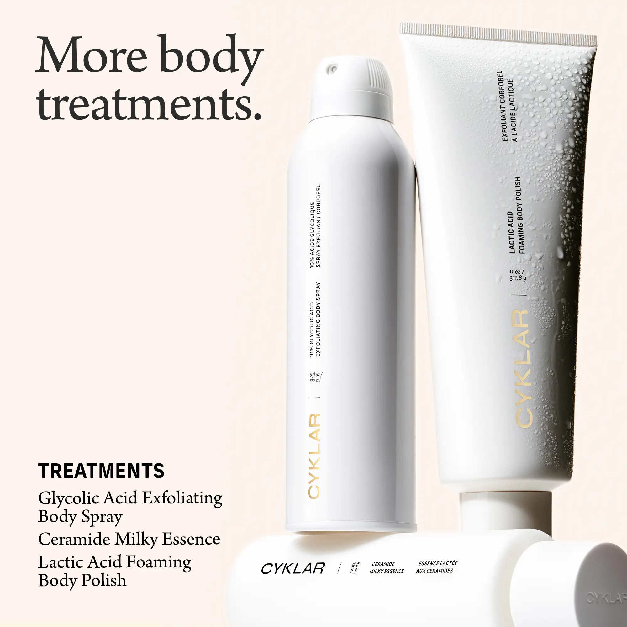 CYKLAR Lactic Acid Foaming Body Polish | Dual-Action Exfoliant for Smoother, Brighter Skin | 11oz