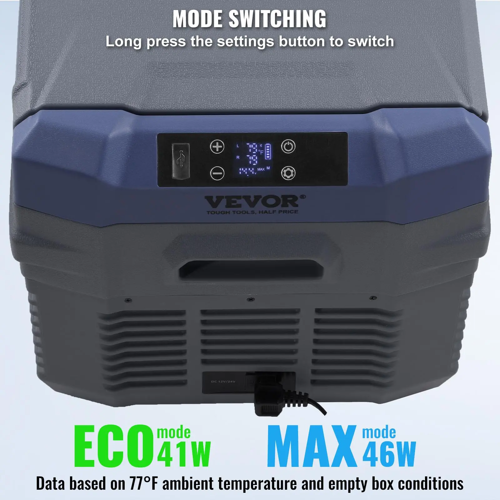 VEVOR 25L Portable Car Refrigerator Freezer | Dual Zone, Bluetooth App Control, -20°C to 20°C | 12V/24V/110-240V