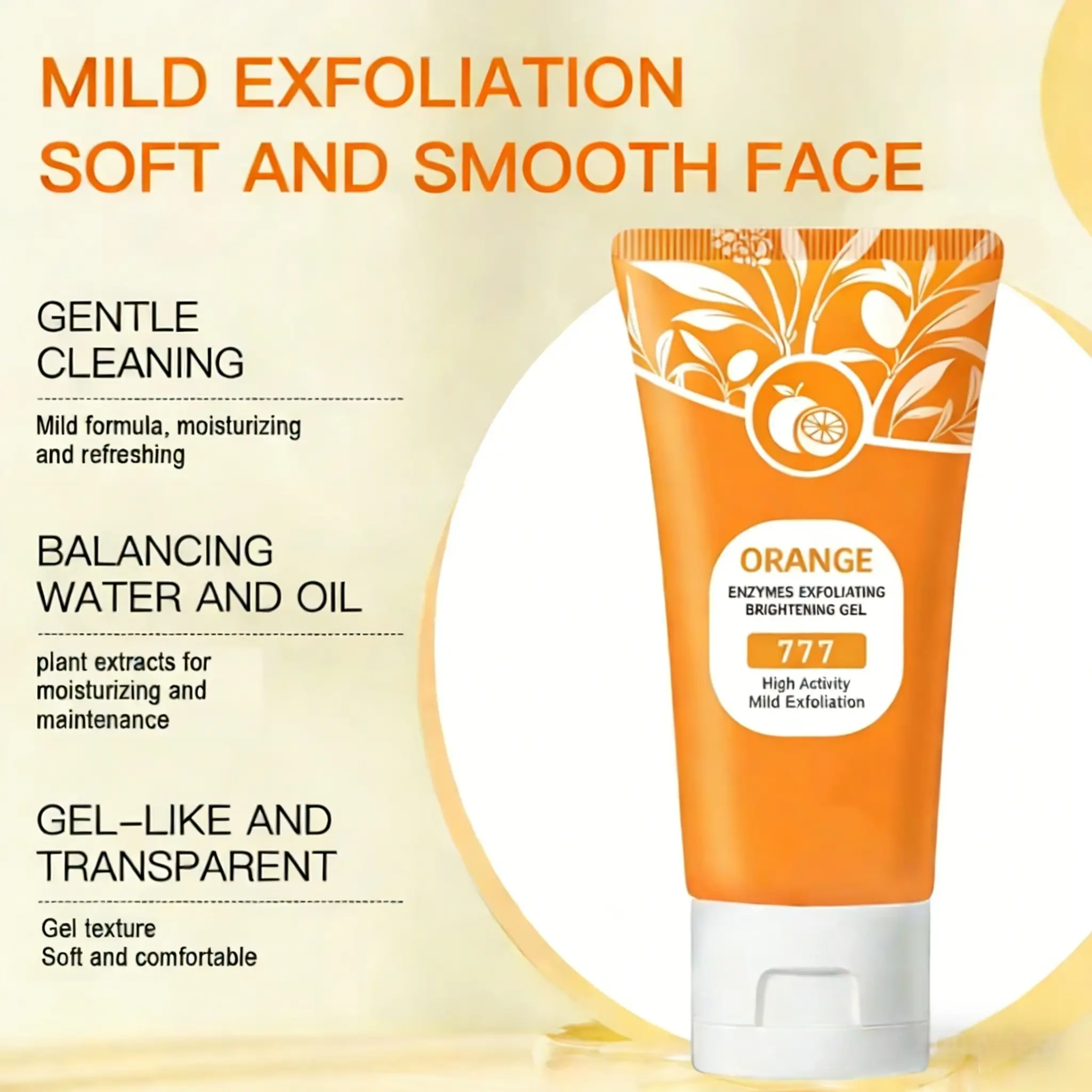 【2026 Upgrade】Orange Scented Exfoliator Clear Gel 777 - Gentle Exfoliation for Face & Body, Deep Cleansing, Nourishing & Moisturizing, Suitable for All Skin Types peachy skin moroccan exfoliating