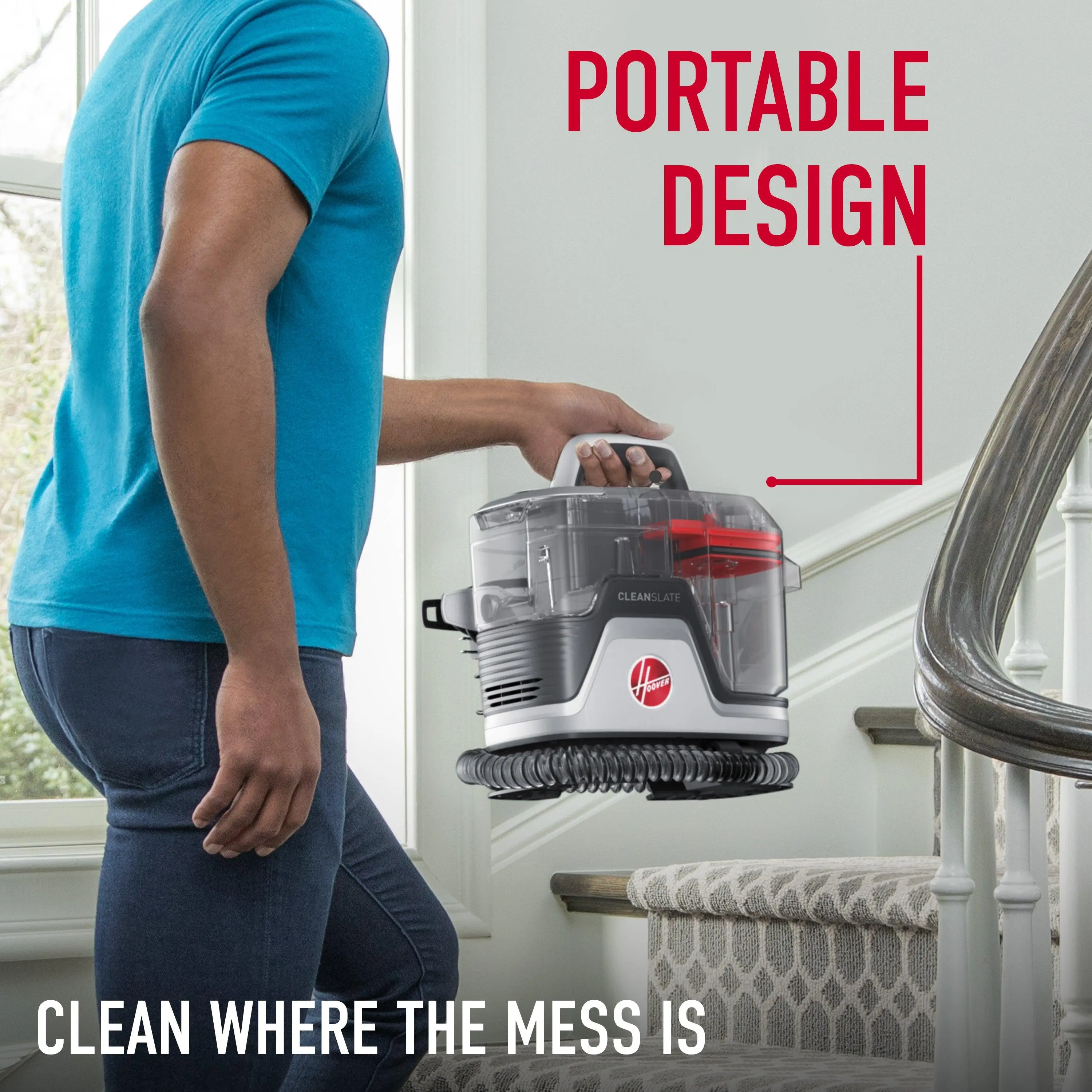 Hoover CleanSlate Pet Spot Cleaner | Portable Carpet & Upholstery Stain Remover | Powerful Suction & Oxy Formula