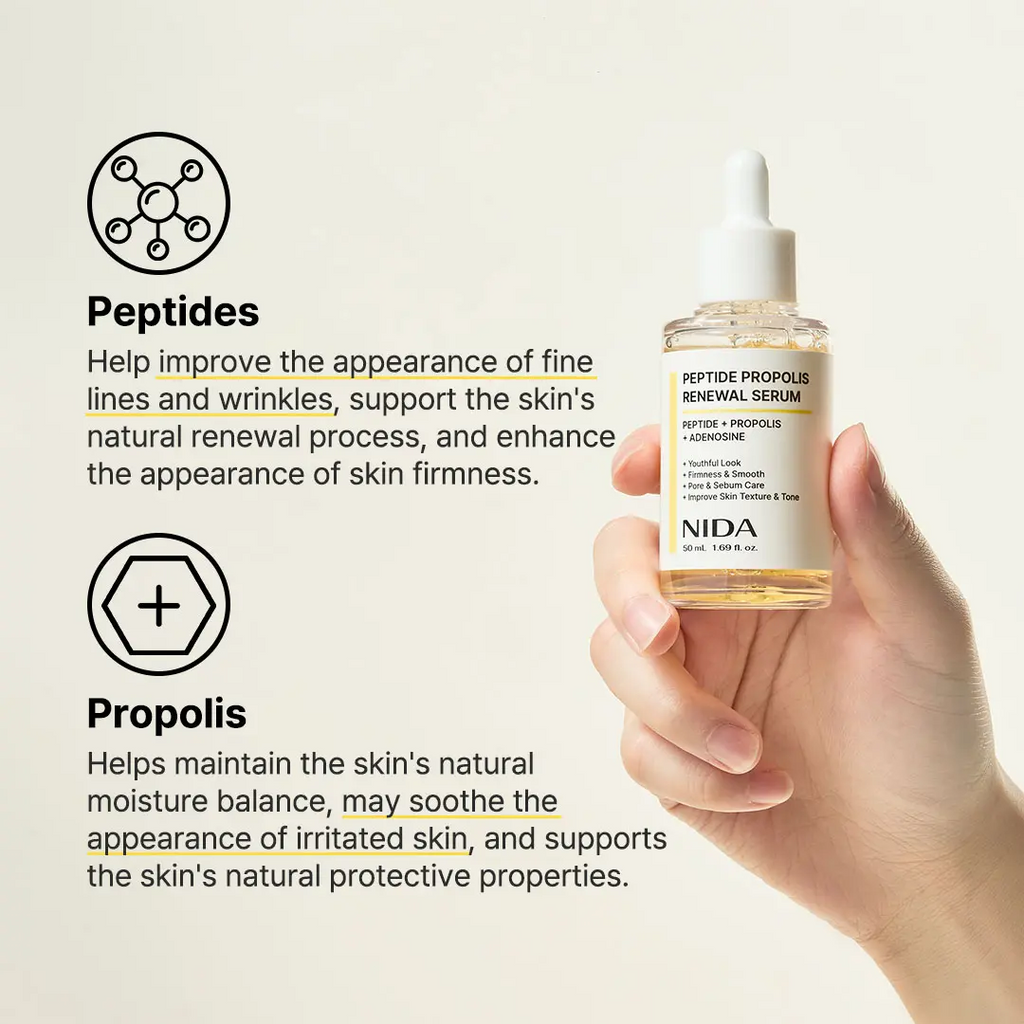 NIDA Serum | Peptide-Propolis & CICA-Hyaluronic Acid | Anti-Wrinkle & Deep Hydration