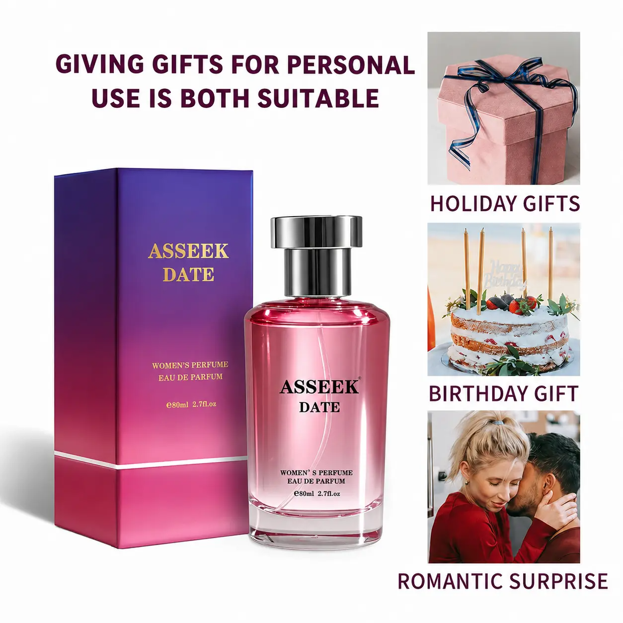 ASSEEK DATE Eau de Parfum | Long-Lasting Caramel Vanilla Gourmand Fragrance, 80ml (2.7 fl oz)