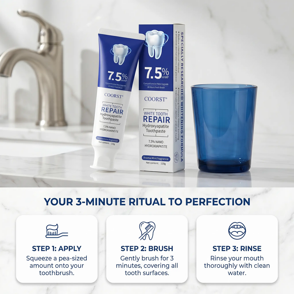 Hydroxyapatite Toothpaste | Enamel Repair & Teeth Whitening | Fluoride-Free, Sensitive Teeth | 4.23oz
