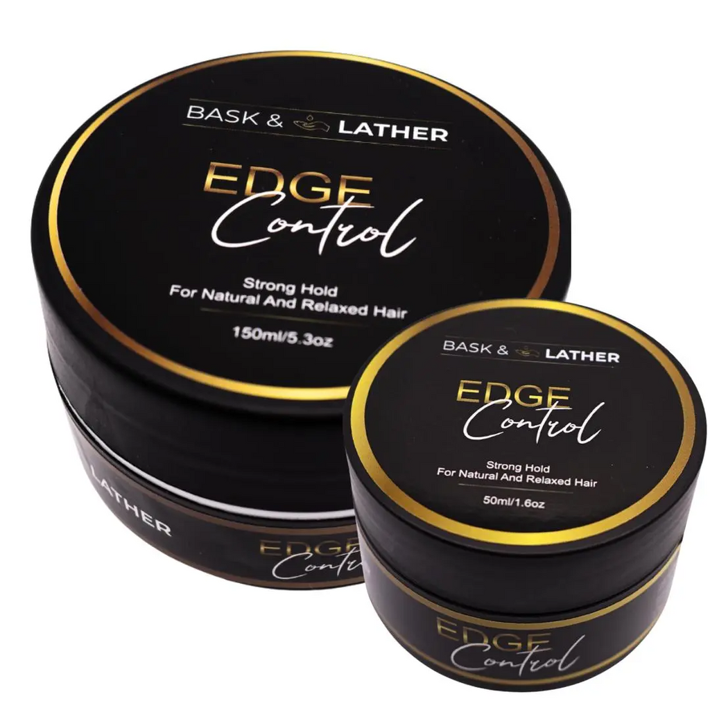 Bask & Lather Strong Hold Edge Control for Thick Edges | Flake-Free, Growth-Infused, 5.3 oz