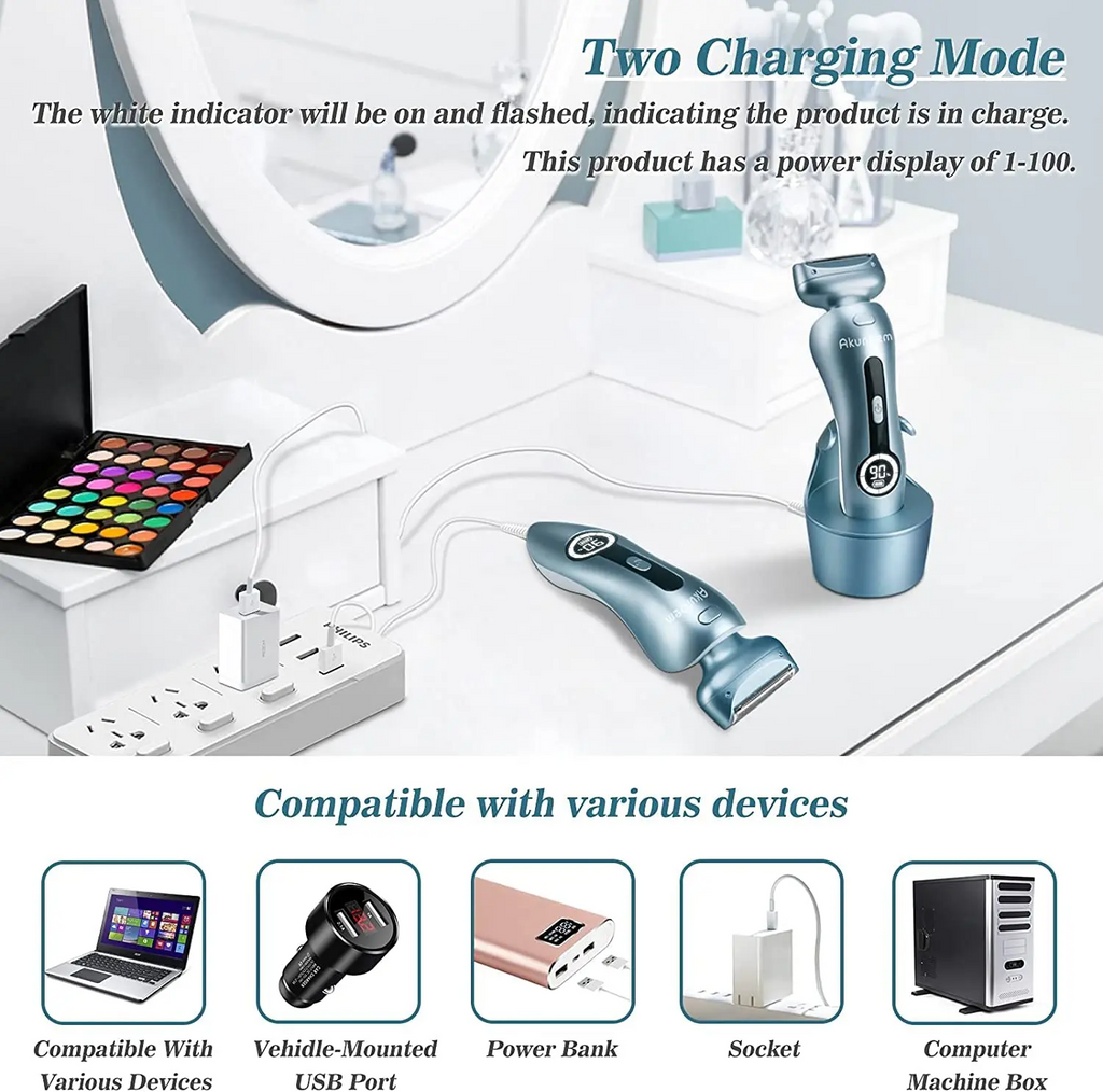 3-in-1 Electric Shaver for Women | IPX7 Waterproof, LED Display, Wet & Dry Razor for Bikini, Legs & Underarms