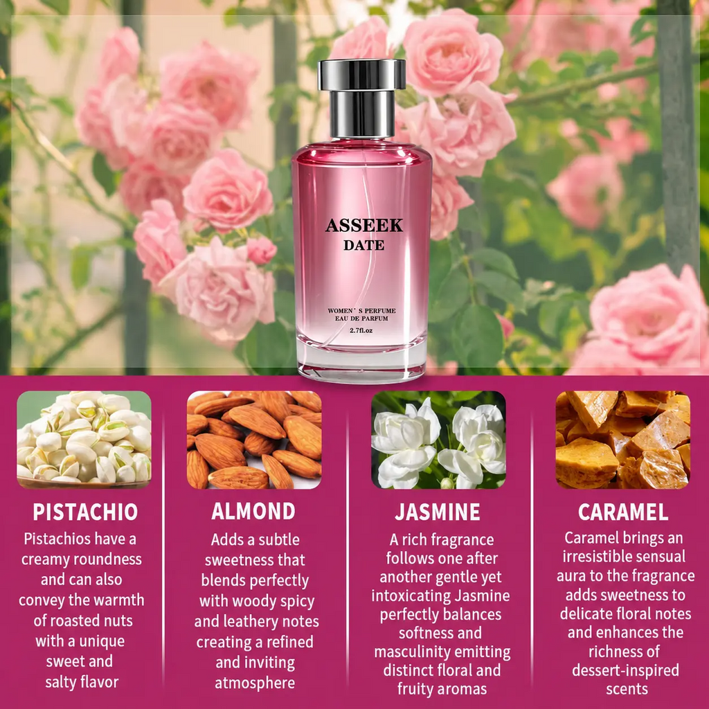ASSEEK DATE Eau de Parfum | Long-Lasting Caramel Vanilla Gourmand Fragrance, 80ml (2.7 fl oz)