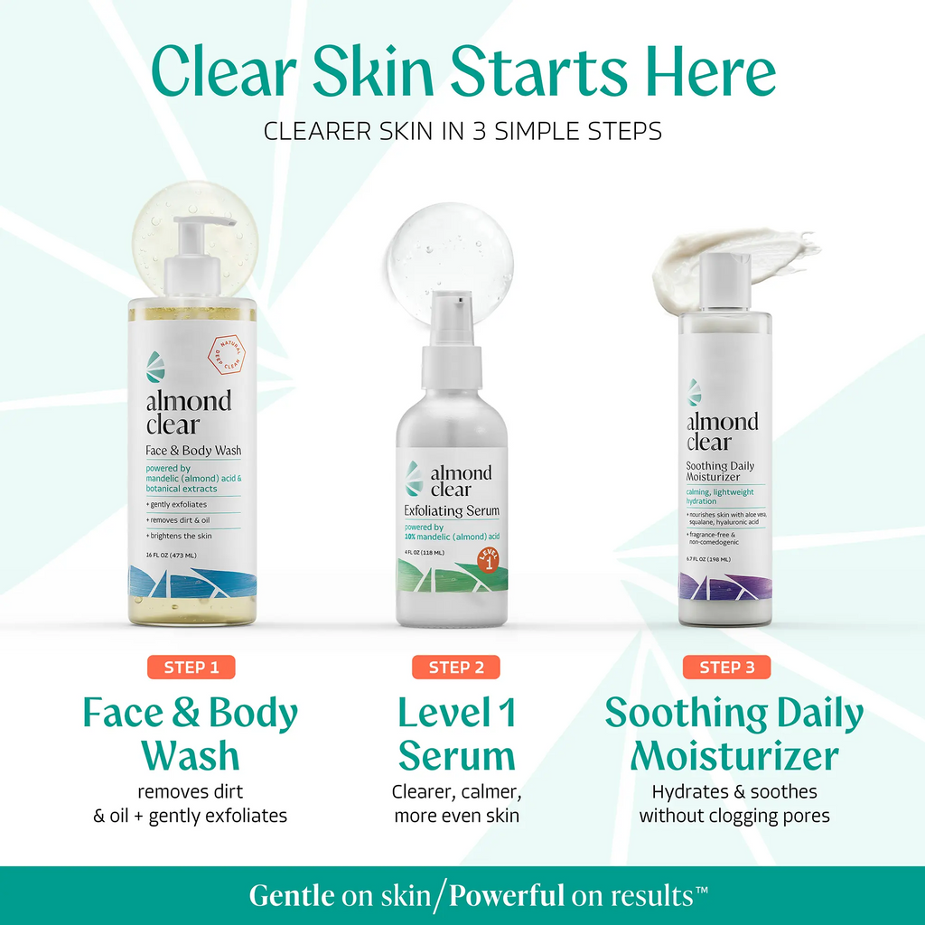 Almond Clear Level 1 Exfoliating Serum | 10% Mandelic Acid for Acne, Dark Spots & Sensitive Skin | 30ml