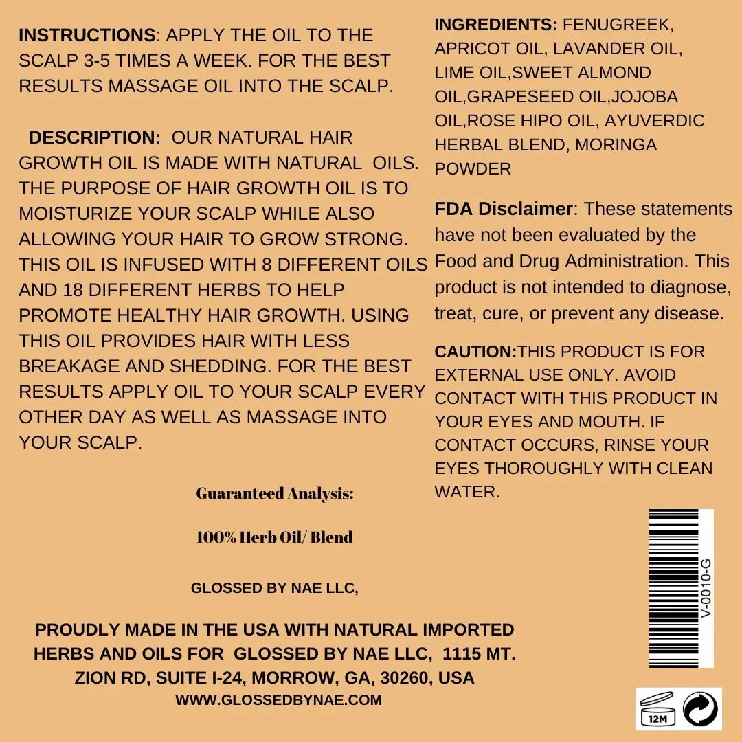 Voodoo Hair Growth Oil | 100% Natural Herbal Rosemary & Lemongrass Scalp Oil (4 oz)