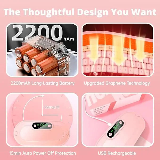 Portable Menstrual Heating Pad Belt | 3 Heat Levels & 4 Massage Modes, Cordless Period Cramp Relief for Women