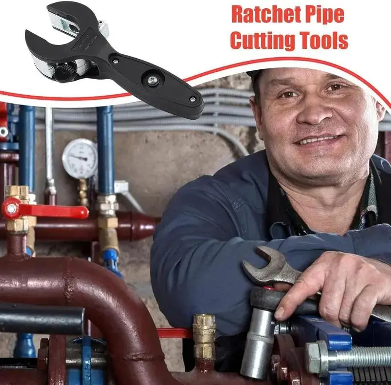 Ratcheting Tubing Cutter | One-Hand Pipe Cutter for Copper, Stainless Steel & Aluminum, 5/16"-1-1/8"