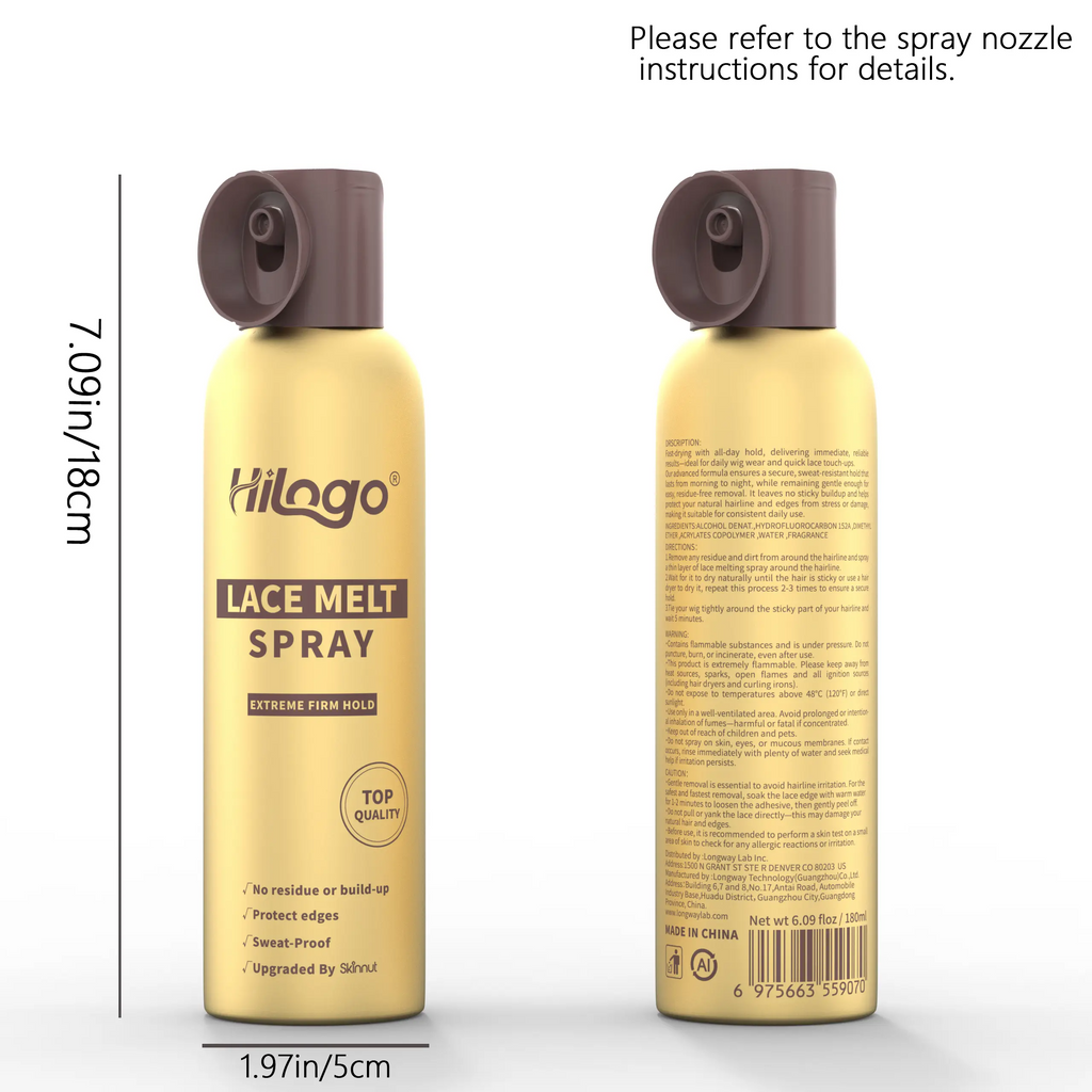 Hilogo Lace Melting Spray | Strong Hold, Waterproof & Natural Hairline | 180ml Upgraded Formula