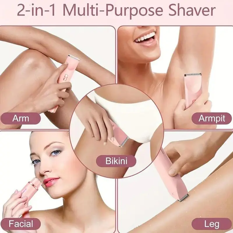 2-in-1 Electric Body & Facial Hair Trimmer for Women | Waterproof, Rechargeable, Bikini & Underarm
