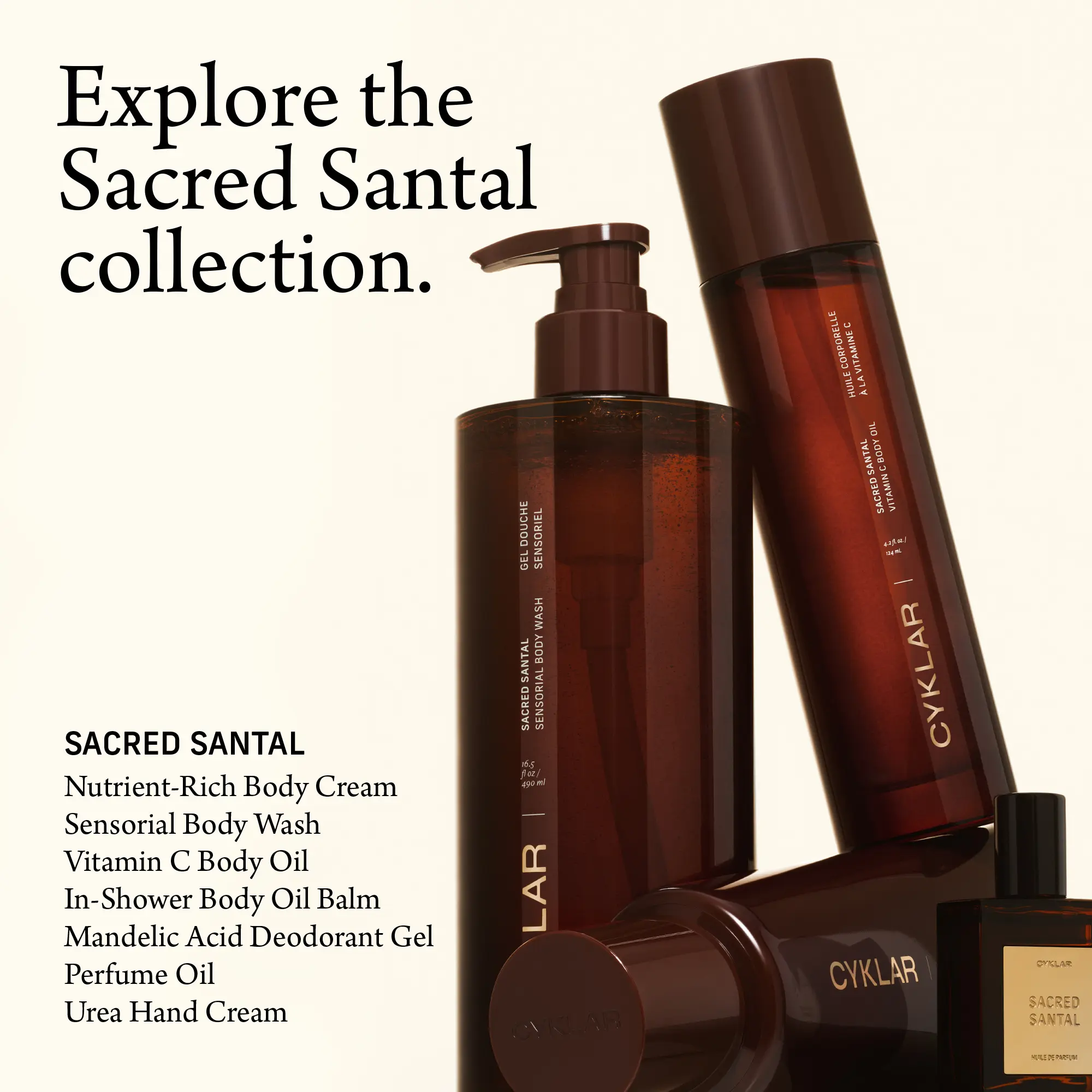 CYKLAR Sacred Santal Mandelic Acid Deodorant Gel | 48H Odor Protection, Brightening & Ingrown Prevention | 50ml