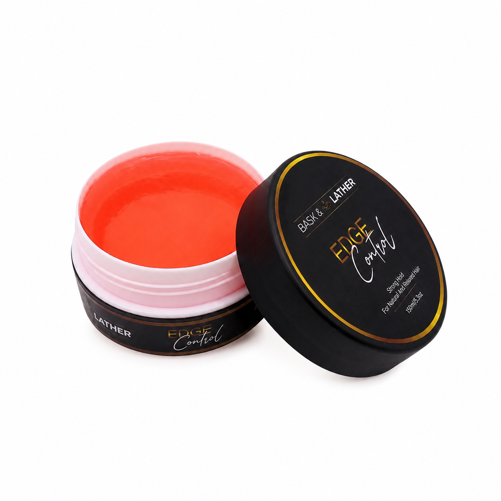 Bask & Lather Strong Hold Edge Control for Thick Edges | Flake-Free, Growth-Infused, 5.3 oz