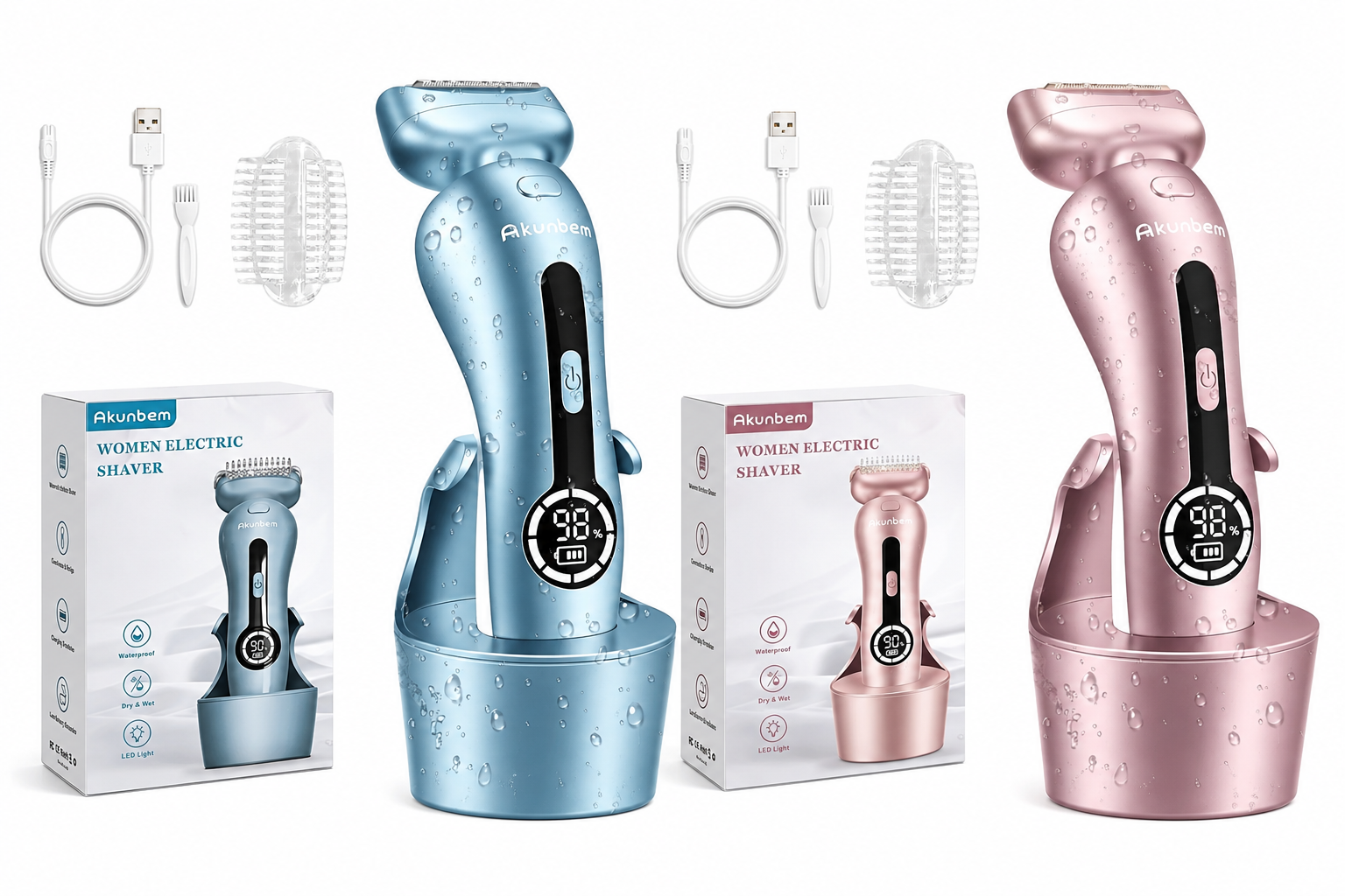 3-in-1 Electric Shaver for Women | IPX7 Waterproof, LED Display, Wet & Dry Razor for Bikini, Legs & Underarms