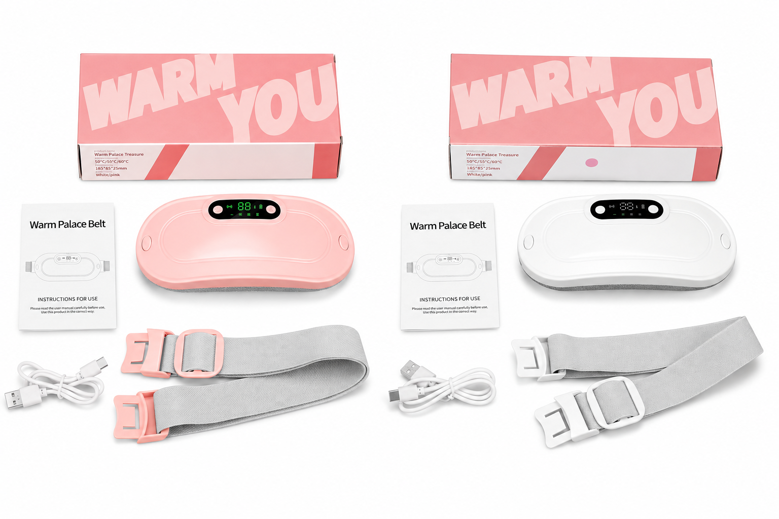 Portable Menstrual Heating Pad Belt | 3 Heat Levels & 4 Massage Modes, Cordless Period Cramp Relief for Women